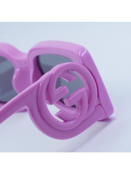 Gucci GG1325S 006 Sunglasses Pink Rectangle Frame, Grey Lenses main image 7
